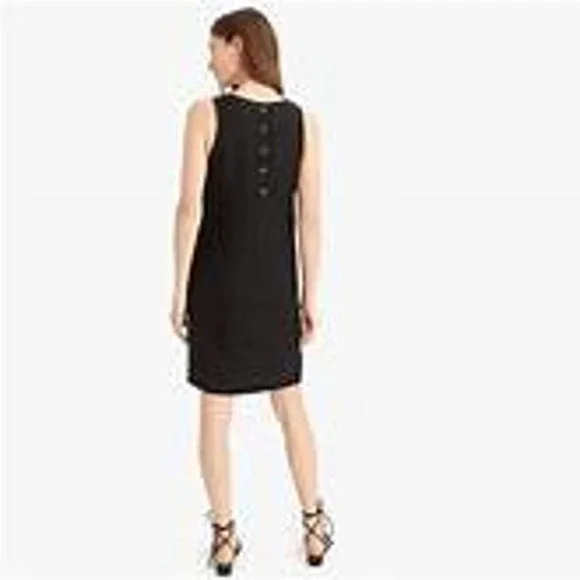 J. Crew NWT Black Beauchamps Linen Button Back Sleeveless Shift Dress XS Tall - Picture 2 of 12